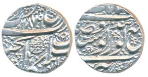 Amritsar Mint, Silver Rupee, VS 1879, Nanakshahi couplet, (KM type 20). About Uncirculated