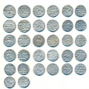 Amritsar Mint, a set of various date run of Silver Rupees, (16) VS 1863, 1864, 1865, 1866,