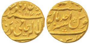 Muhammadabad Benares, Gold Mohur, 10.90g, in the name of Shah Alam II, AH 1174/Ahd. Extrem