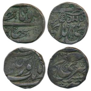 Gulab Singh (VS 1903-1913, 1846-1856 AD), Silver Rupee (2), Srinagar Mint, two different v