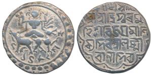 Vijaya Manikya (1532-1564 AD), Silver Tanka, 10.60g, obv. Ardhanarishvara composed of two 
