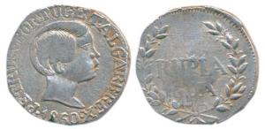Goa, Pedro V (1853-1861 AD), Silver Rupia, 10.97g, 1860, value within sprays on rev. (KM 2