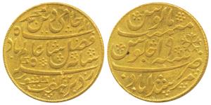 Murshidabad Mint, Gold Mohur, 12.36g, in the name of Shah Alam II, AH 1202/19, 1793-1818 A