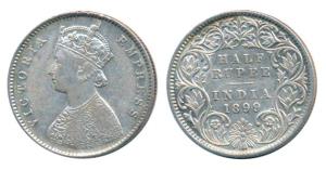 Victoria Empress, Silver ½ Rupee, 1899, Calcutta Mint, A / I / C incuse, (Prid 282). Very 