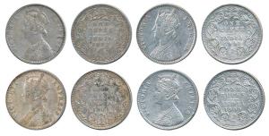 Victoria Empress, Silver Rupee, 1892, C2 / I / B incuse, (Prid 181); 1900, Calcutta Mint, 