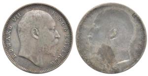Edward VII, Silver Rupee, Error, Brockage, nice deep and complete lakhi impression on rev.