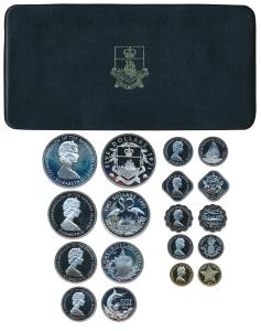Bahamas, Elizabeth II, 1971 Proof set, Silver 1, 2 and 5 Dollars, and 50 cents, Cupro-Nick
