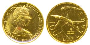 British Virgin Islands, Elizabeth II, Gold 100 Dollars, 7.1g, 1975, (KM 7). Brilliant Unci