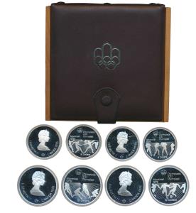Canada, Elizabeth II, 1976 Montreal Olympics, Silver 5 Dollars, 24.3g, (2) and Silver 10 D
