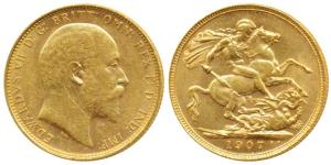 Great Britain, Edward VII, Gold Sovereign, 8g, 1907. Very Fine+.