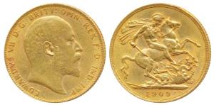 Great Britain, Edward VII, Gold Sovereign, 8g, 1909. Very Fine+.