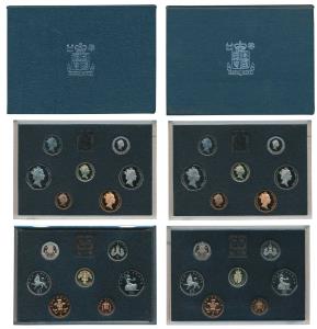 Great Britain, Elizabeth II, Proof Set, 1 Pound to Penny, 1987 and 1988. In original box o