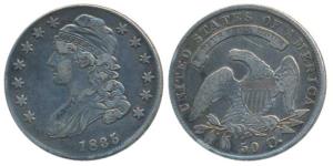 United States of America, Silver 50 Cents / ½ Dollar, 13.23g, 1835, obv. bust of Liberty (