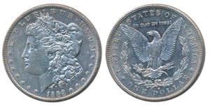 United States of America, Silver Morgan Dollar, 1889, (KM 110). Very Fine+.
