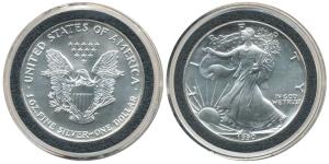 United States of America, Silver Dollar, 31.29g, 1990, Walking Liberty, (KM 273). Superb M