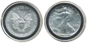 United States of America, Silver Dollar, 31.67g, 1992, Walking Liberty, (KM 273). Superb M