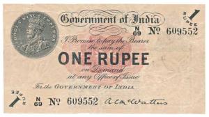 George V, Rupee 1, 1st issue, 1917, signed A. C. Mc Watters (J&R 1.2A). Very Fine+, Scarce