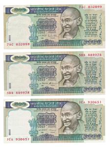 Republic of India 500 rupees (3), signed R.N. Malhotra, S. Venkitaramanan & C. Rangarajan,