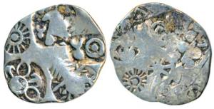 Punch Marked Coinage, attributed to Magadha Janapada, Silver Karshapana, 3.2g, five punch 
