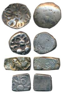 Archaic Punch Marked Coinage, Silver Karshapana (4), attributed to Avanti, Gandhara, Shurs