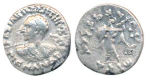 Indo-Greeks, Menander I, Silver Drachm, 2.25g, obv. diademed bust to left seen from behind