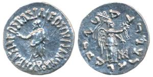 Indo-Scythians, Maues (c. 125-85 BC), Silver Tetradrachm, 9.26g, obv. Zeus standing left, 