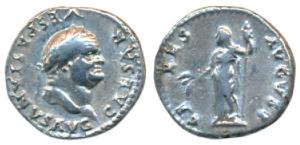 Roman, Vespasian (69-79 AD), Silver Denarius, 3.35g, obv. laureate head of the ruler to ri