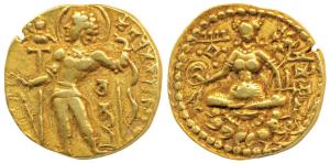 Guptas, Chandragupta II (c. 380-413 AD), Gold Dinar, 7.89g, ’Archer’ type, obv. king nimba