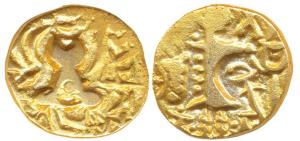 Karkotakas of Kashmir, Pratapaditya II (c. 5th century AD), Base Gold, 6.94g, obv. seated 