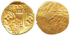 Paramaras of Vidarbha, Jagadeva (c. 12th century AD), Gold Pagoda, 3.64g, Punches of a tem