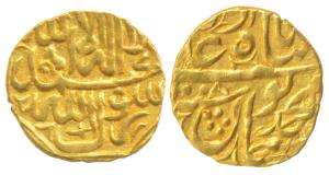 Humayun, Gold ¼ Ashrafi, 0.94g, mintless type but attributed to Badakhshan area, Kalima on
