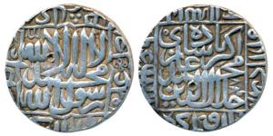 Akbar, Silver Rupee, 11.42g, Dar-ul-Khilafat Agra Mint, AH 977, Kalima type (KM 80.1). Ver