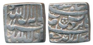 Akbar, Silver Rupee, 11.21g, Bangla Mint, Kabe Roshan couplet, Kalima type (KM 86.1). Very