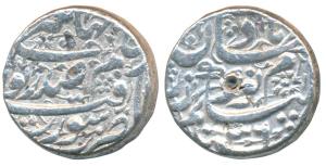 Nur Jahan, Silver Rupee, 11.45g, Surat Mint, poetic couplet on obv. reads By the order of 