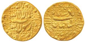 Shah Jahan, Gold Mohur, 10.92g, Burhanpur Mint, AH 1060/24, complete mint name at bottom o