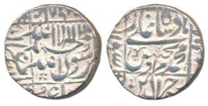 Murad Bakhsh, Silver Rupee, 11.54g, Surat Mint, AH 1168/Ahd, date in top margin (KM 272.3)