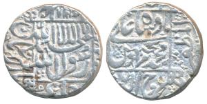 Murad Bakhsh, Silver Rupee, 11.51g, mint name off flan, AH 1168/Ahd, date in top margin (K