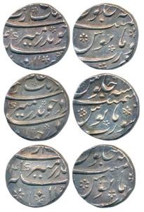 Aurangzeb, Silver ½ Rupee (3), Surat Mint, (KM 294.6). About Extremely Fine. (3)