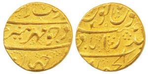 Aurangzeb, Gold Mohur, 11.03g, Dar-ul-Jihad Hyderabad Mint, AH 1117/ 49, complete mint nam