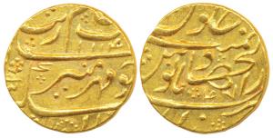 Aurangzeb, Gold Mohur, 11.05g, Dar-ul-Jihad Hyderabad Mint, AH 1114/47, (KM 315.30). Extre
