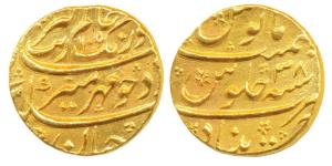 Aurangzeb, Gold Mohur, 10.99g, Khujista Bunyad Mint, AH 1106/38 (KM 315.30). Extremely Fin