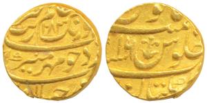 Aurangzeb, Gold Mohur, 10.97g, Multan Mint, AH 1083/16, complete mint name at bottom, a ra