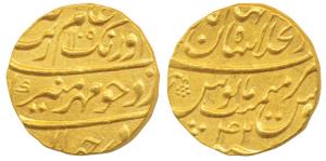 Aurangzeb, Gold Mohur, 10.92g, Dar al-Khilafat Shahjahanabad Mint, AH 1109/42, (KM 315.42)