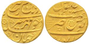 Aurangzeb, Gold Mohur, 10.97g, Sholapur Mint, AH 1087, (KM 315.43). A slight scratch on re