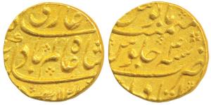 Shah Alam Bahadur, Gold Mohur, 10.96g, Itawa Mint, AH 1122/4 (KM 354.1). Very Fine+, Rare.