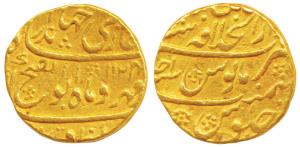 Jahandar Shah, Gold Mohur, 10.89g, Dar-ul-Khilafat Shahjahanabad Mint, AH 1124/Ahd (KM 368