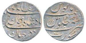 Muhammad Shah, Silver Rupee, 11.50g, Surat Mint, Ba Lutf-alah Badshah -e- Zaman couplet, A