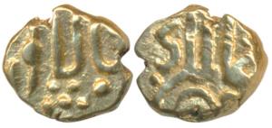 Alamgir II (AH 1167-1173, 1754-1759 AD), Gold Fanam, 0.36g, Balapur Mint, complete name of
