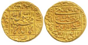 Alamgir II, Gold Mohur, 10.87g, Shahjahanabad Mint, AH 1168/2, obv. Kalima and date within