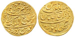Shah Shuja al-Mulk, Gold Mohur, 11.09g, Bahawalpur Mint, AH 1227? /Ahd, oblique milling (K